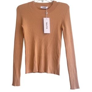 NWT Tan Ribbed Long Sleeve Top by Ena Pelly Size 4